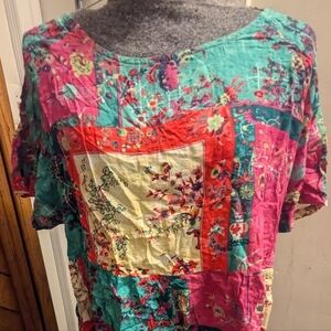 Floral patchwork cotton top